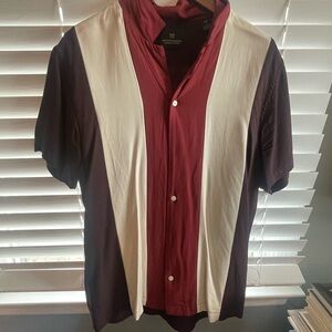 Men’s Scotch and Soda Red and Cream Short Sleeve Shirt